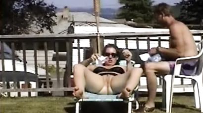 ex carla getting a tan and bang in the front yard